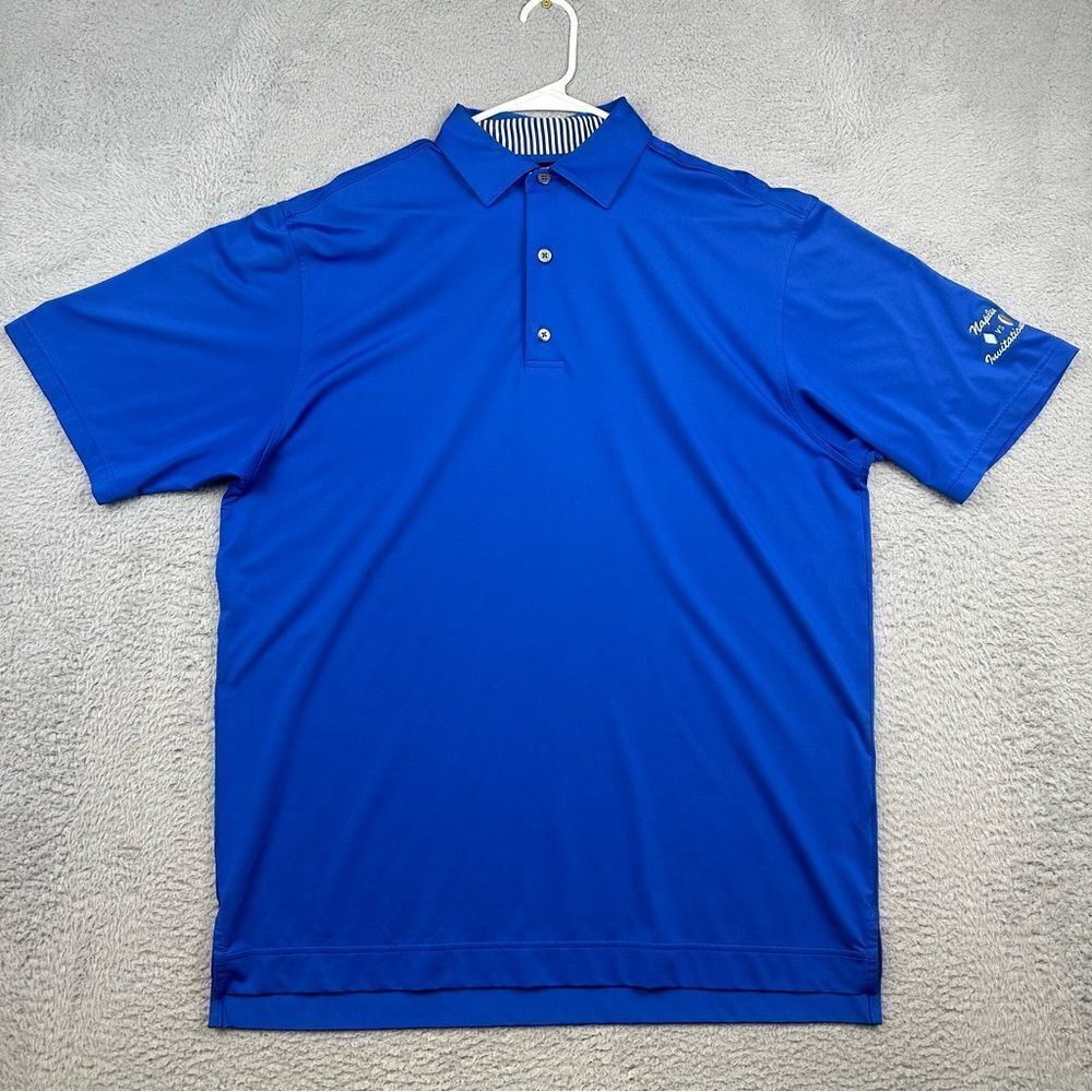 Footjoy Golf Polo Shirt Mens Large Blue Plaid Naples Vs Invitational Golfer Prep